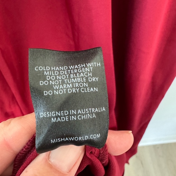 NWT Anthropologie Misha Ramira V-neck Cutout Midi Dress Red Satin Size L Large - Picture 9 of 16